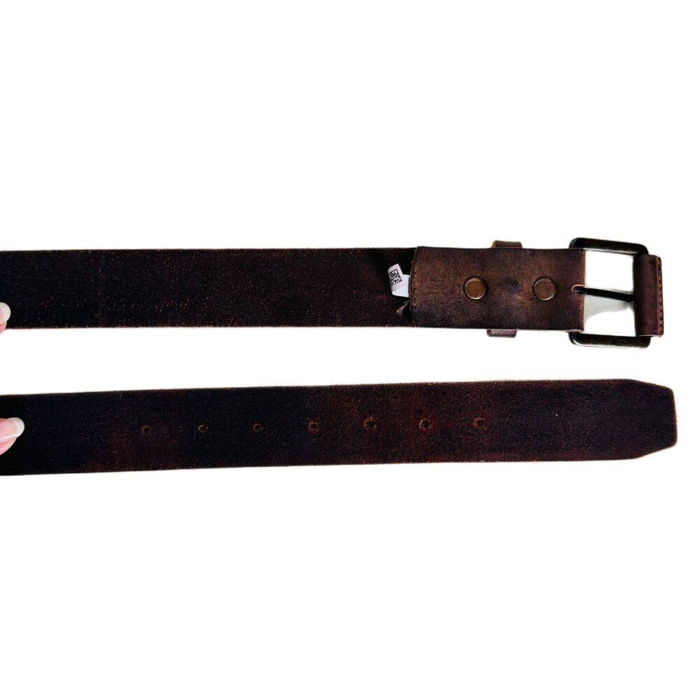 American Eagle Thick Brown Leather Belt Mens Womens Unisex 36 Supple - Picture 4 of 8